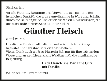 Traueranzeige von Günther Fleisch 