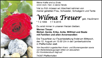 Traueranzeige von Wilma Treuer 