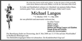 Traueranzeige von Michael Langos 