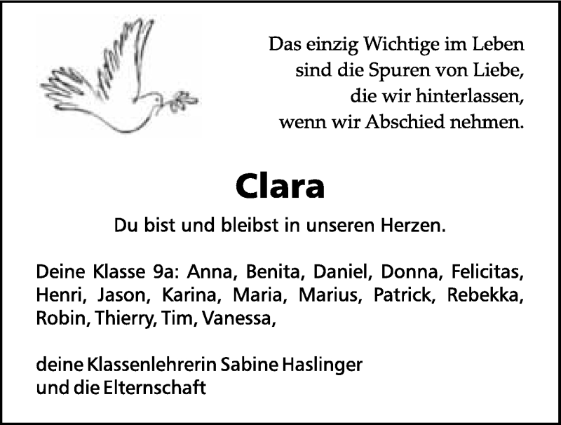  Traueranzeige für Clara Frötscher vom 02.03.2016 aus 
