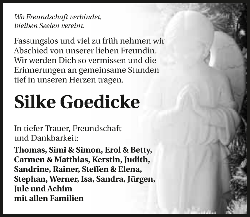  Traueranzeige für Silke Goedicke vom 20.10.2015 aus 