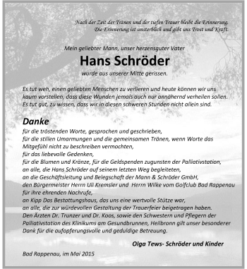 Traueranzeige von Hans Schröder 