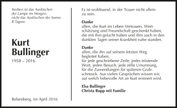 Traueranzeige von Kurt Bullinger 