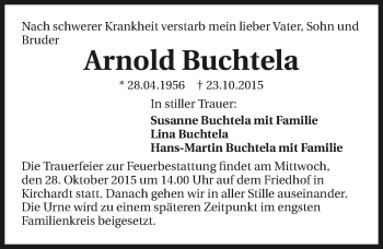 Traueranzeige von Arnold Buchtela 