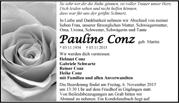Traueranzeige von Pauline Conz 