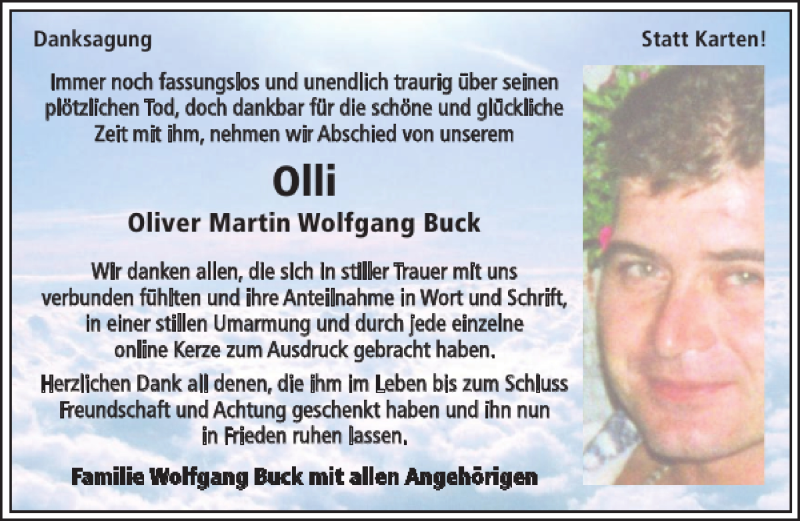  Traueranzeige für Oliver Buck vom 25.05.2012 aus 