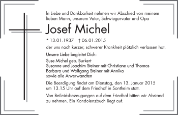 Traueranzeige von Josef Michel 