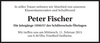 Traueranzeige von Peter Fischer 