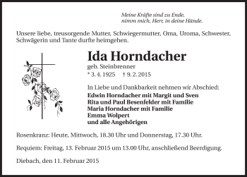 Traueranzeige von Ida Horndacher 