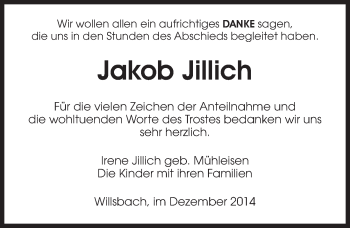 Traueranzeige von Jakob Jillich 