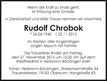 Traueranzeige von Rudolf Chrobok 