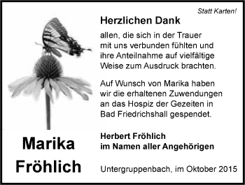 Traueranzeige von Marika Fröhlich 