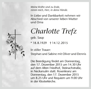 Traueranzeige von Charlotte Trefz 