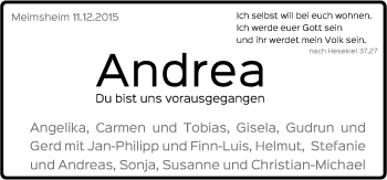 Traueranzeige von Andrea Schaller 