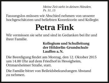 Traueranzeige von Petra Fink 