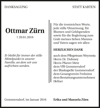 Traueranzeige von Ottmar Zürn 