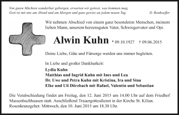 Traueranzeige von Alwin Kuhn 