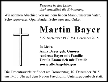 Traueranzeige von Martin Bayer 