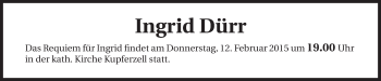 Traueranzeige von Ingrid Dürr 