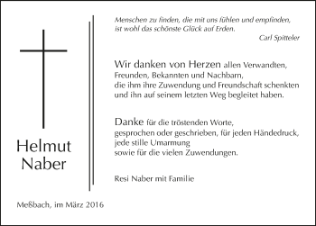 Traueranzeige von Helmut Naber 