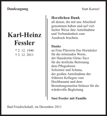 Traueranzeige von Karl-Heinz Fessler 