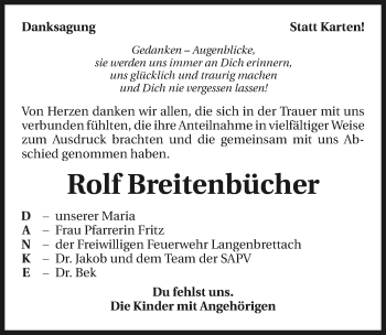 Traueranzeige von Rold Breitenbücher 