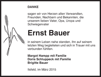 Traueranzeige von Ernst Bauer 