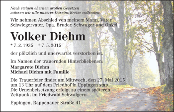 Traueranzeige von Volker Diehm 