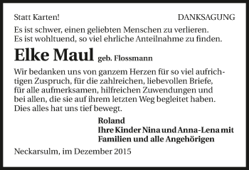 Traueranzeige von Elke Maul 