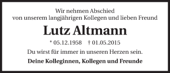 Traueranzeige von Lutz Altmann 