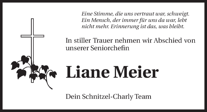  Traueranzeige für Liane Meier vom 17.01.2015 aus 