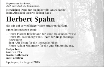 Traueranzeige von Herbert Spahn 