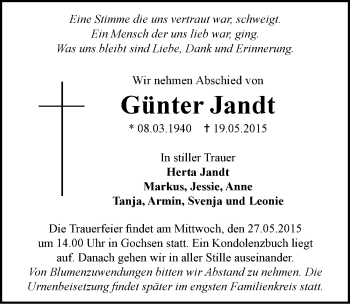 Traueranzeige von Günter Jandt 
