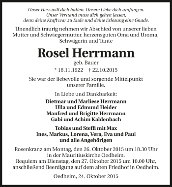 Traueranzeige von Rosel Herrmann 