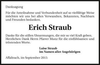 Traueranzeige von Erich Straub 