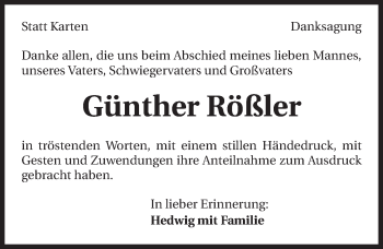 Traueranzeige von Günther Rößler 