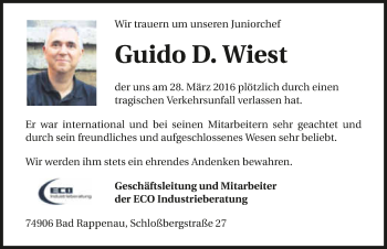 Traueranzeige von Guido Wiest 