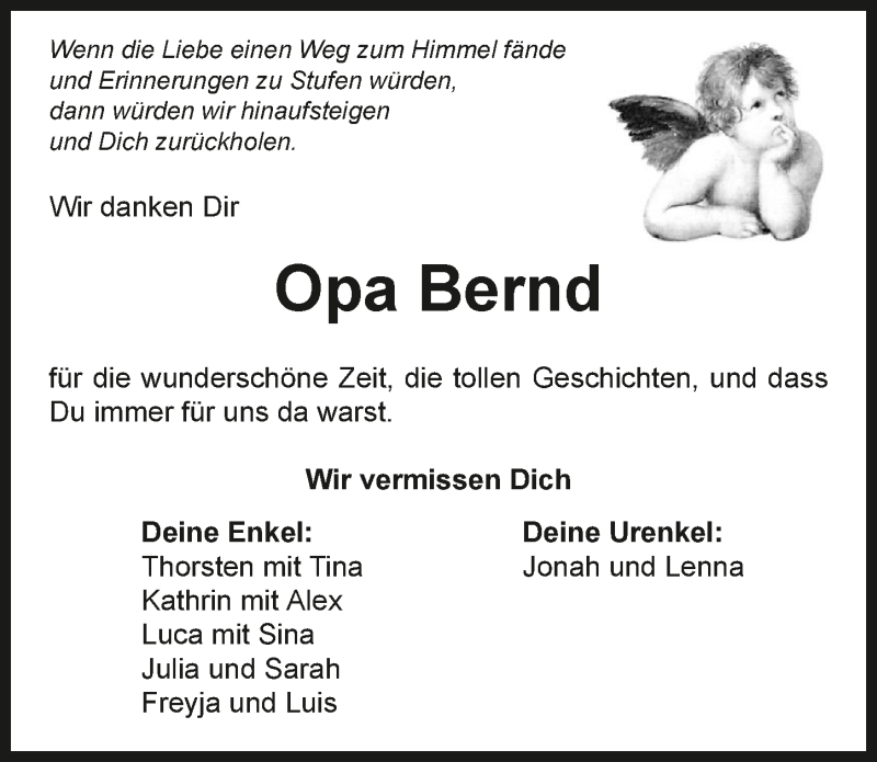  Traueranzeige für Bernd Pfeiffer vom 20.08.2015 aus 