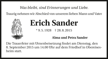 Traueranzeige von Erich Sander 