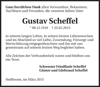 Traueranzeige von Gustav Scheffel 