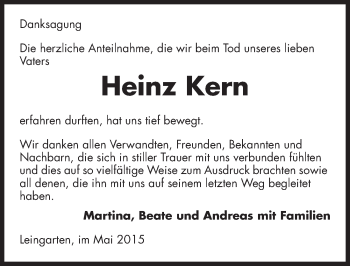 Traueranzeige von Heinz Kern 