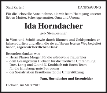 Traueranzeige von Ida Horndacher 