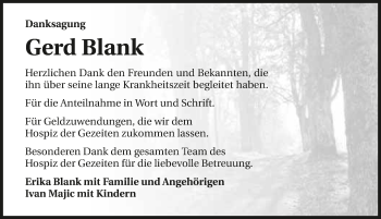 Traueranzeige von Gerd Blank 