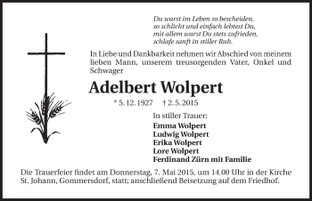 Traueranzeige von Adelbert Wolpert 