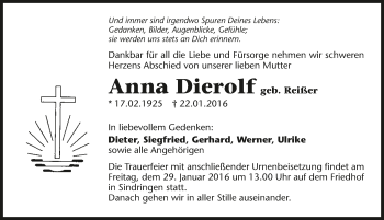 Traueranzeige von Anna Dierolf 