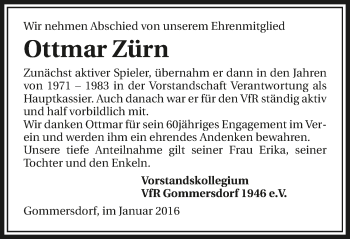 Traueranzeige von Ottmar Zürn 