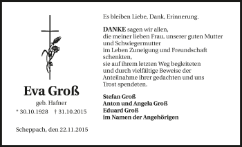Traueranzeige von Eva Groß 