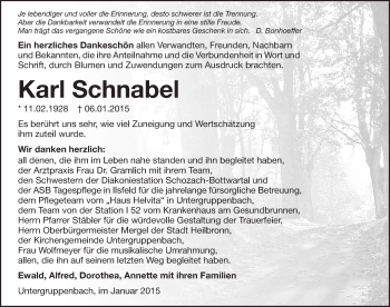 Traueranzeige von Karl Schnabel 