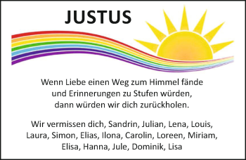 Traueranzeige von Justus Wunderlich 