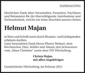 Traueranzeige von Helmut Majan 